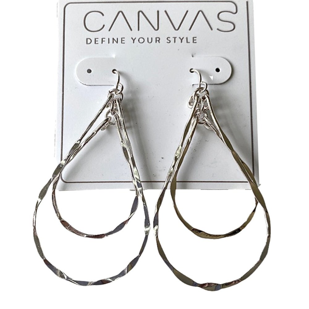 Canvas Silver Double Hoop Earrings